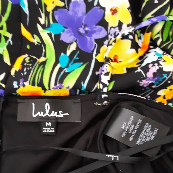 Lulus Dress Bold Romantic Floral Bloomcore Multi Purple Black Medium - Picture 6 of 6